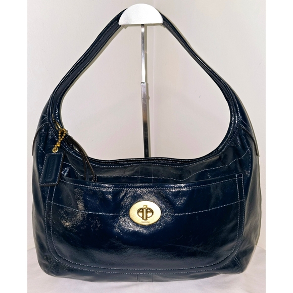 Coach Vintage Ergo Azul Blue Patent Leather Shoulder Bag - Picture 2 of 9